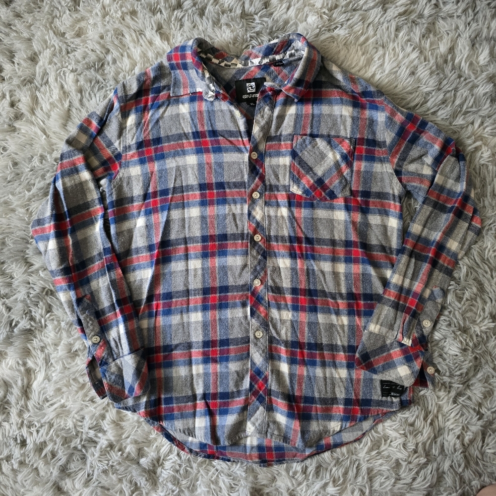 Ocean Current Boys Plaid Flannel Button Down Shirt - Size XL